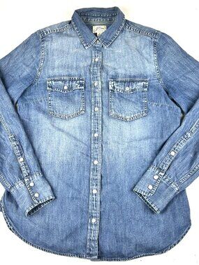 J.Crew Denim Western Shirt Women's 4 Light Blue Snap Buttons